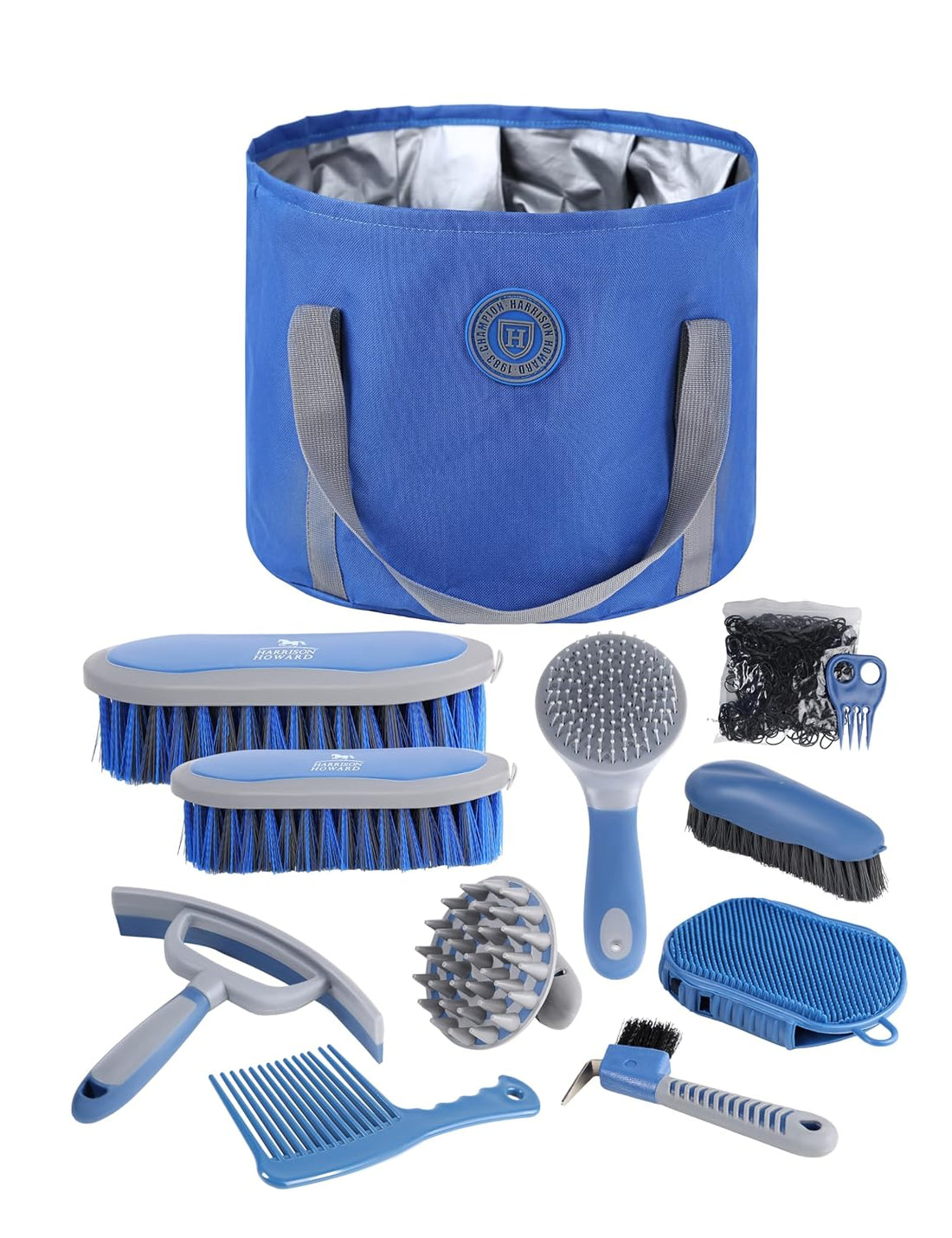 Harrison Howard 9 Piece Horse Brush Set with Organizer Tote Bag