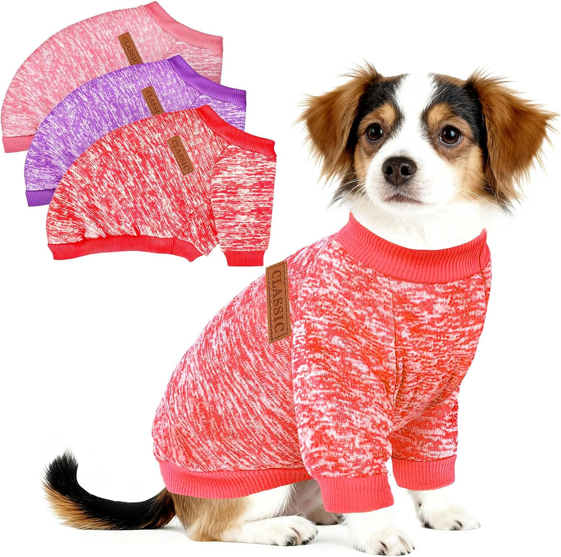 3 Pack Dog Sweaters for Small Dogs Soft Warm Winter Clothes for Puppy