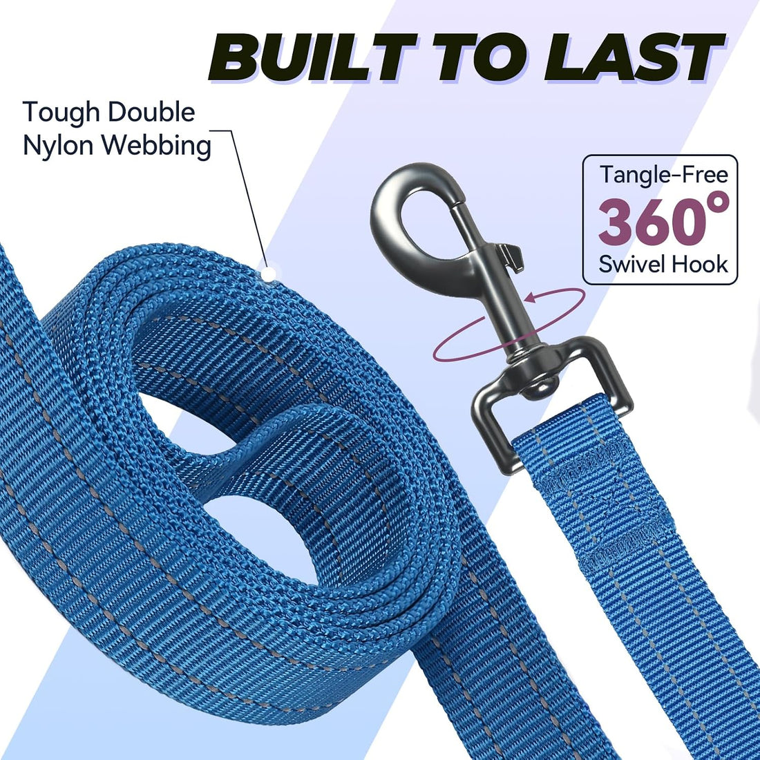 VIVAGLORY Double Handle Dog Leash Twingrip, 4ft x 1in