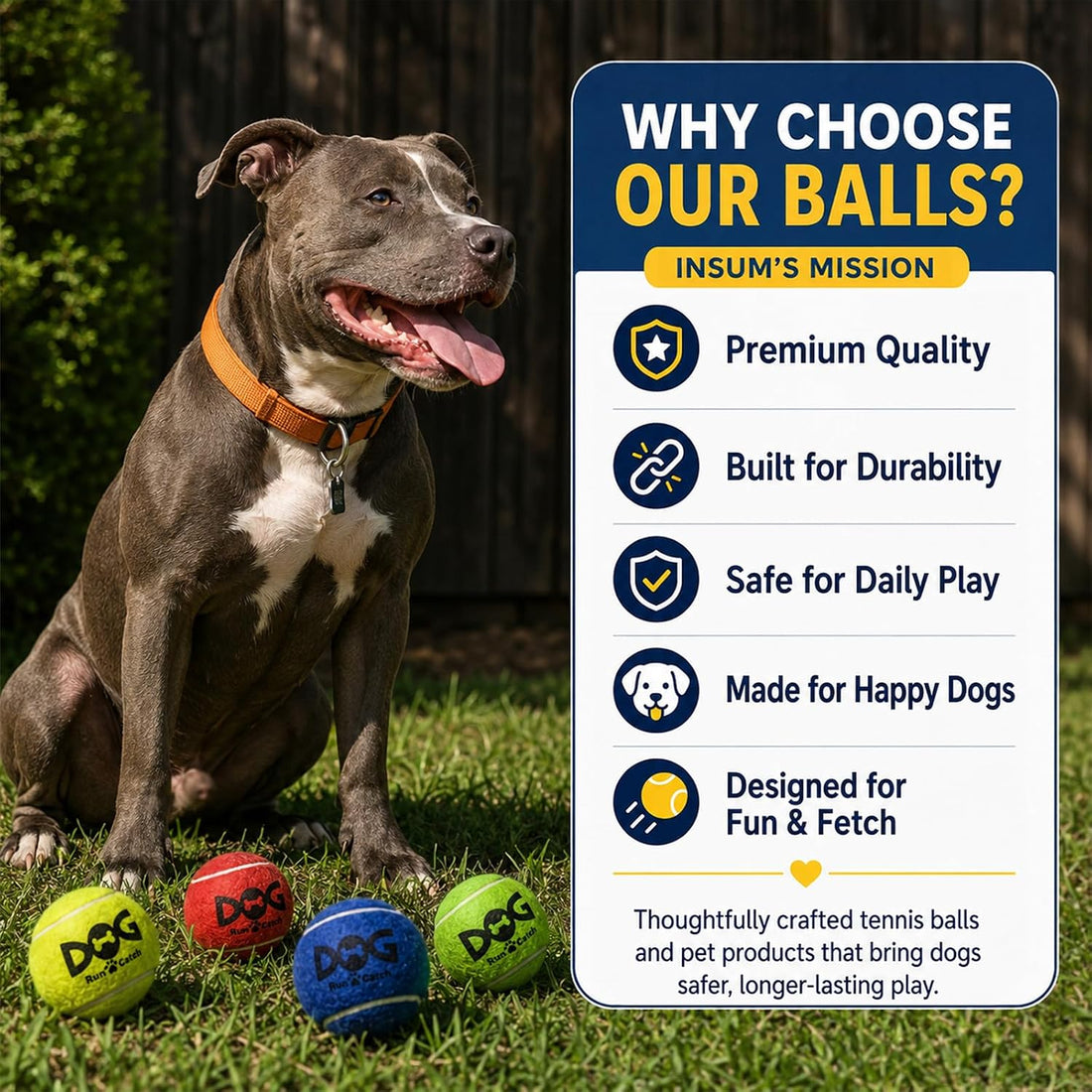 INSUM Tennis Balls for Dogs - 12 Pack 2.5'' Durable Non-Toxic Outdoor