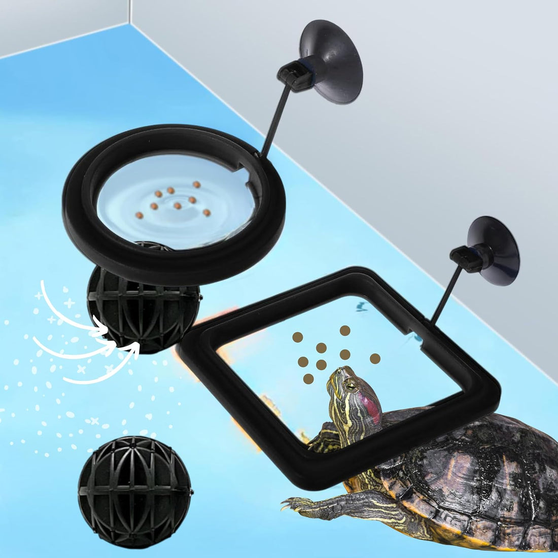Turtle Feeding Ring for Fish Tank and 4pcs Nitrifying Balls Set