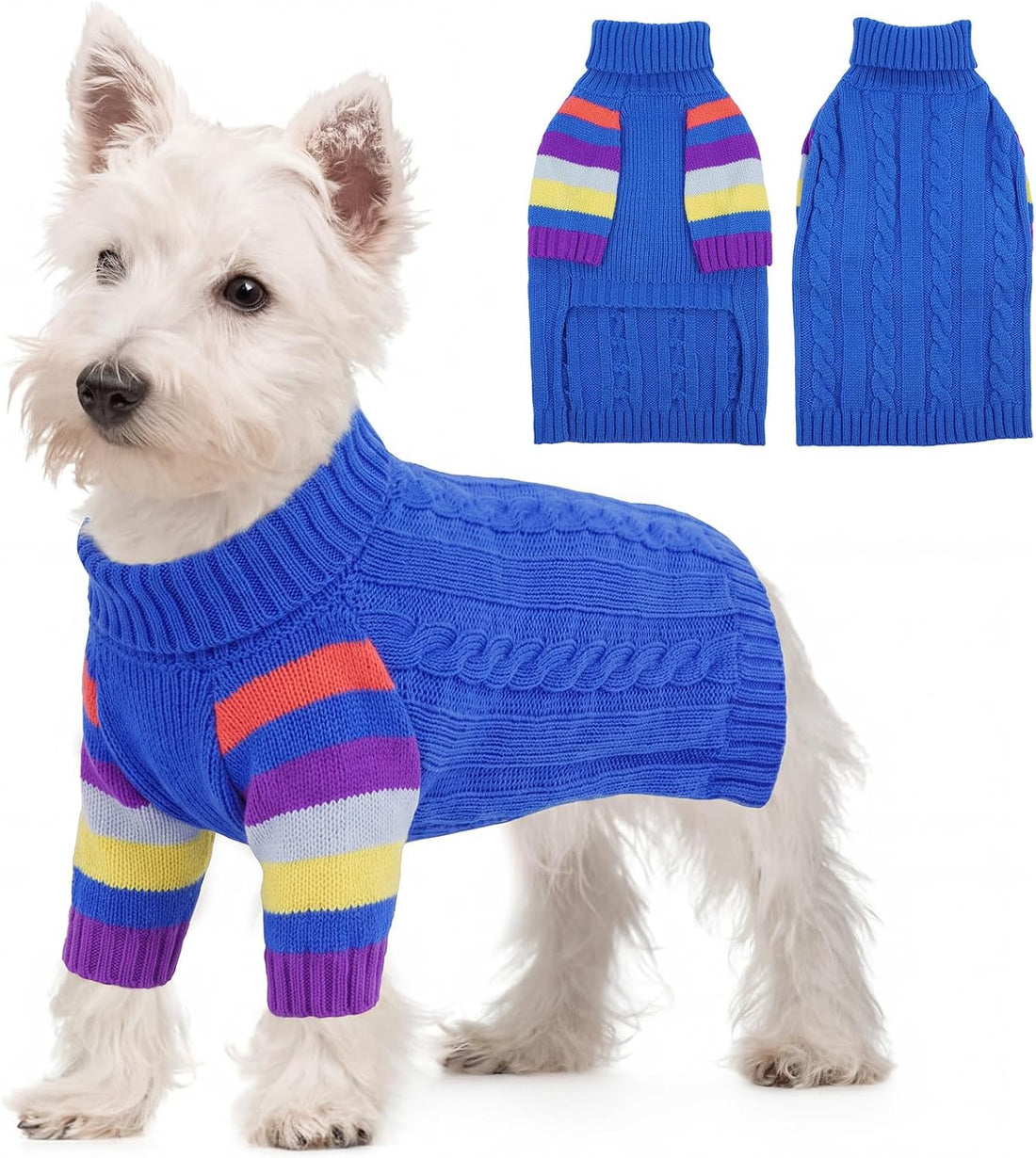 Small Dog Sweater, Turtleneck Pullover with Sleeves, Green S