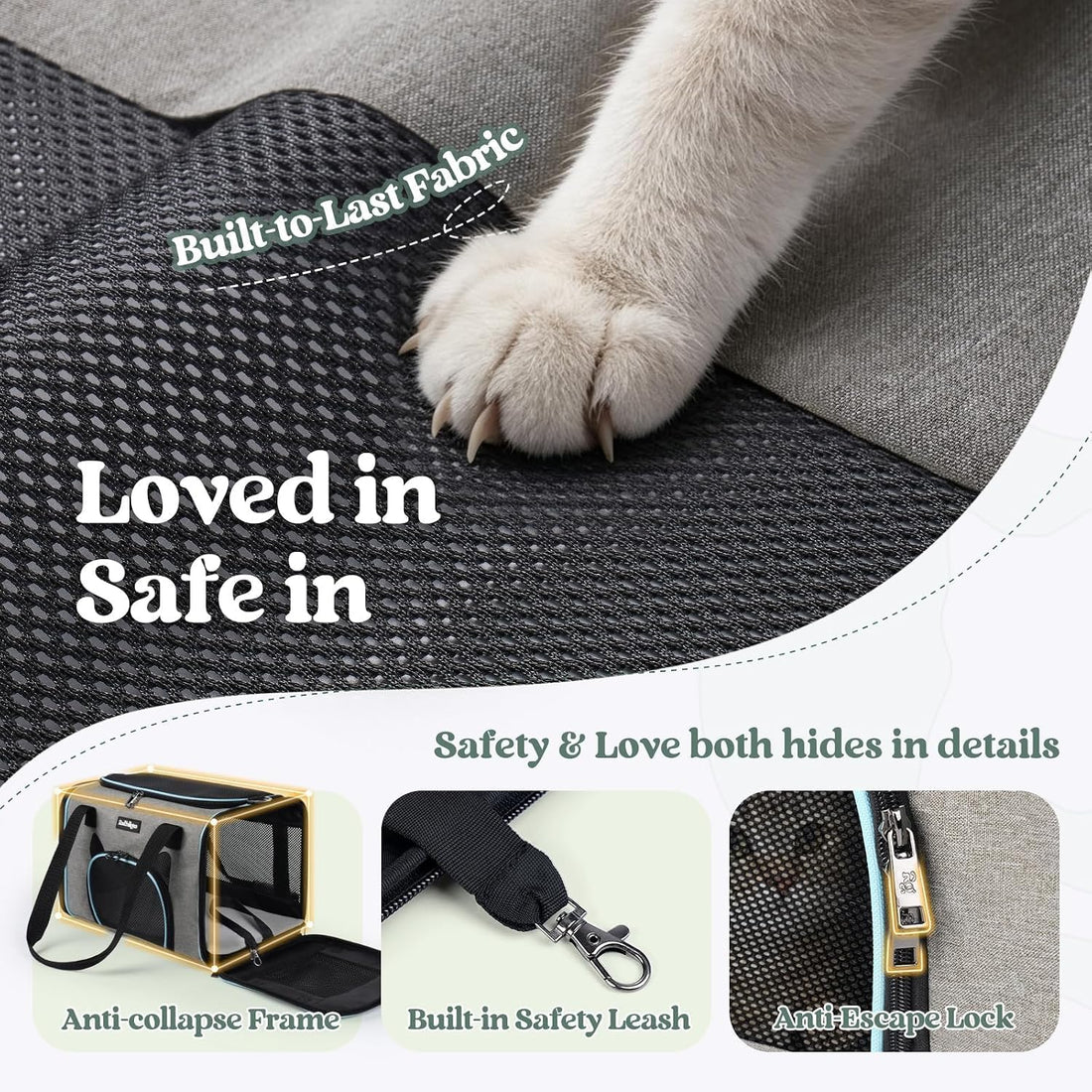 rabbitgoo Cat Carrier Soft with Safety Buckles
