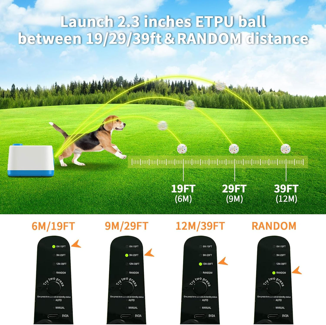 Automatic Dog Ball Launcher, Auto/Manual Paw-Activated Dog Ball