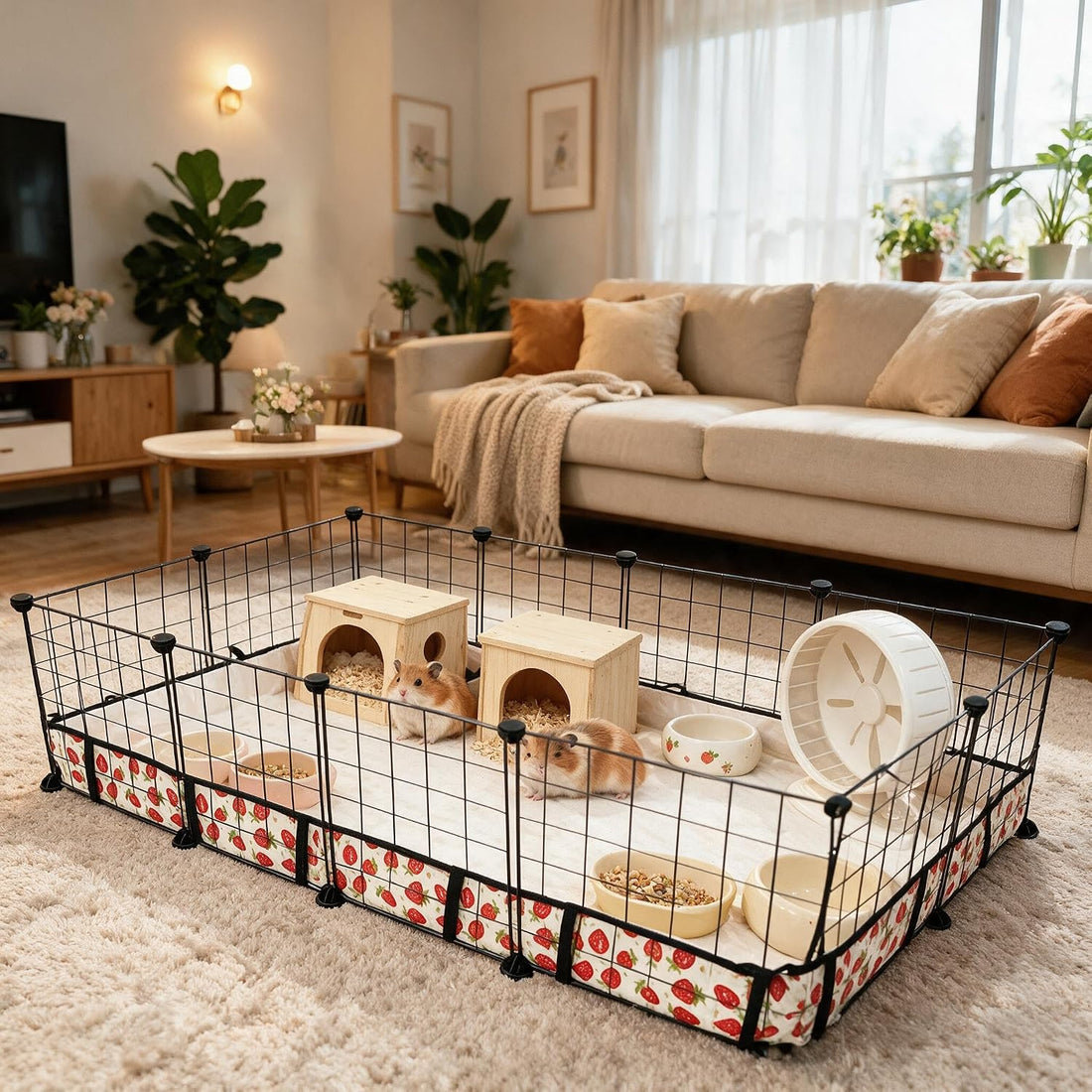 Guinea Pig Cage Liner，Washable Waterproof Oxford Cloth Cage Liners