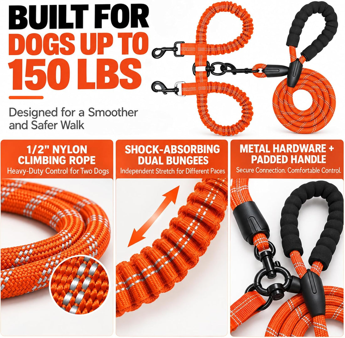 No Tangle Double Dog Leash: 95% Fewer Stops to Untangle for Walking 2