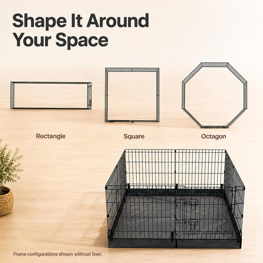 Foldable Dog Playpen,24in 8 Panels Metal Pet Exercise Fence