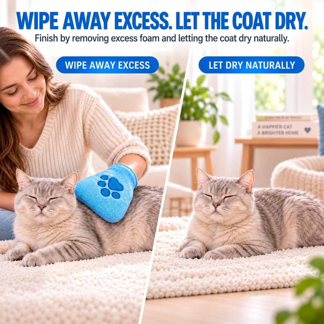 Waterless Cat Dry Shampoo Foam for Cats & Kittens, 6.76 fl oz