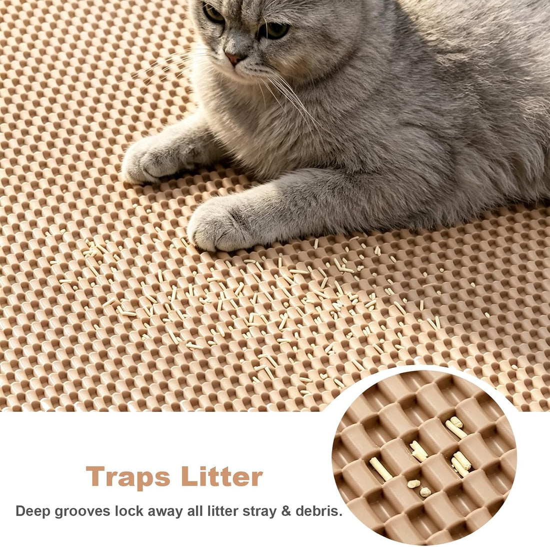 Cat Litter Mat, 23" x 17" Trap Mat for Litter Box