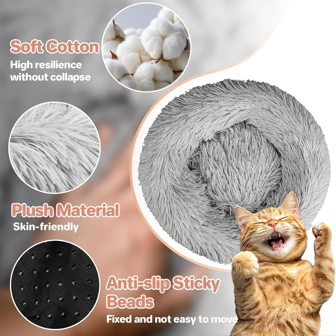RAINFLOW Cat Bed Indoor Calming