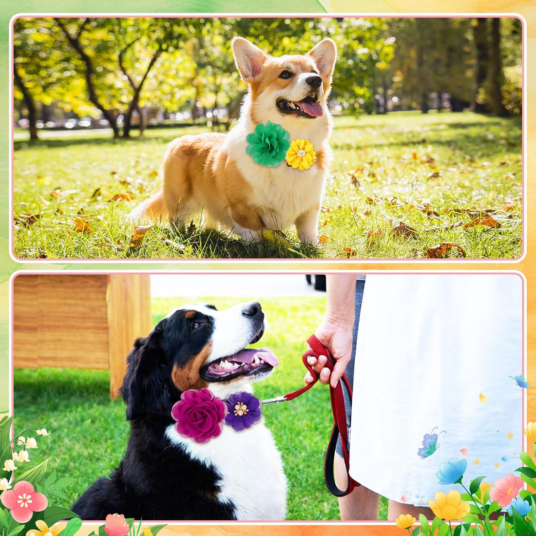 Hoteam 50 Pcs Dog Collar Flowers Bows Accessories