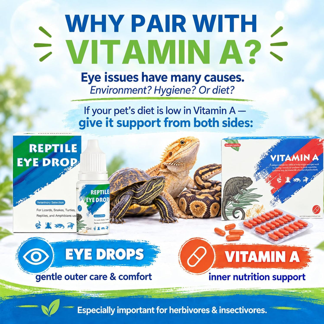 Reptile Eye Drops with Manuka Honey, Heartleaf & Hyaluronic Acid – Gentle Eye Wash & Moisturizing Care for Bearded Dragons, Turtles, Snakes, Geckos & Lizards,5 ml