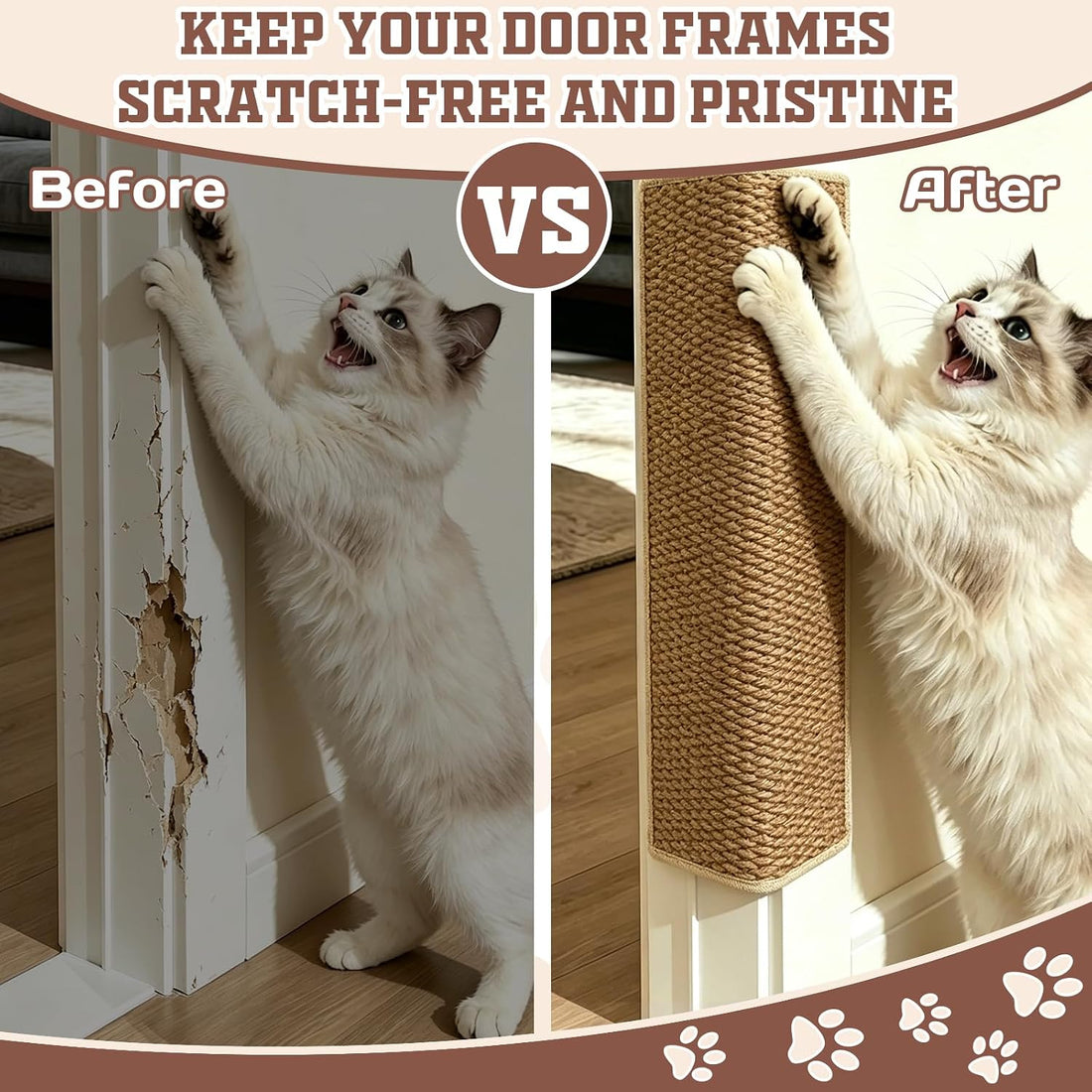 Door & Wall Corner Cat Scratcher, 19.68x7.8 Inch Scratch Pad for Cats