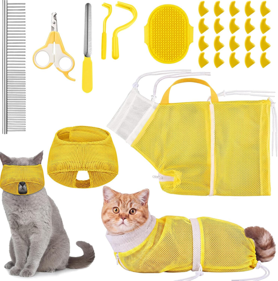 9 Pcs Cat Bathing Bag Set Cat Shower Bag