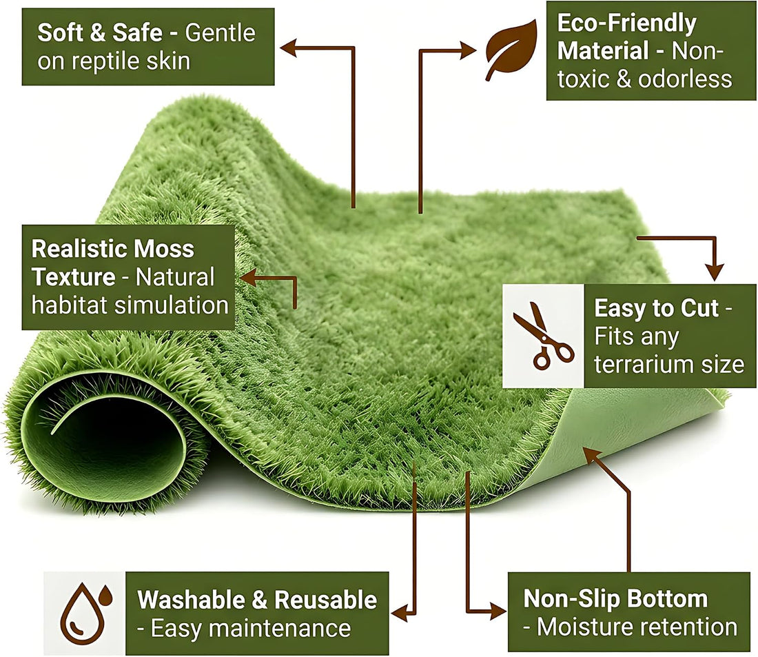 Reptile Carpet Substrate, Washable Absorbent Moss Mat Bedding Liner