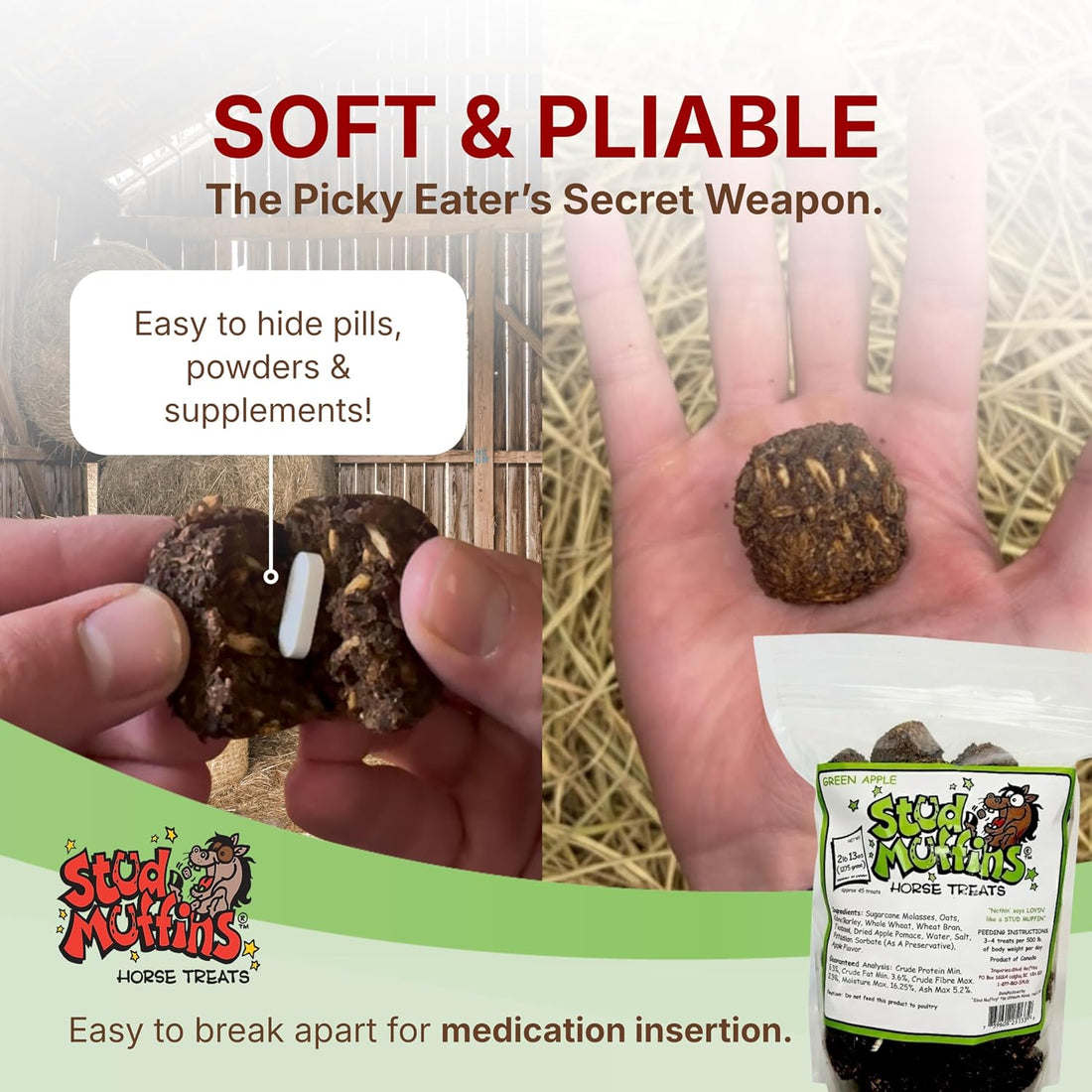 Stud Muffins Horse Treats, Green Apple Flavor