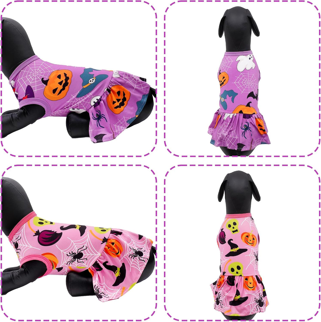 2PCS Halloween Dog Dresses for Medium Dogs Skirts Sundress M