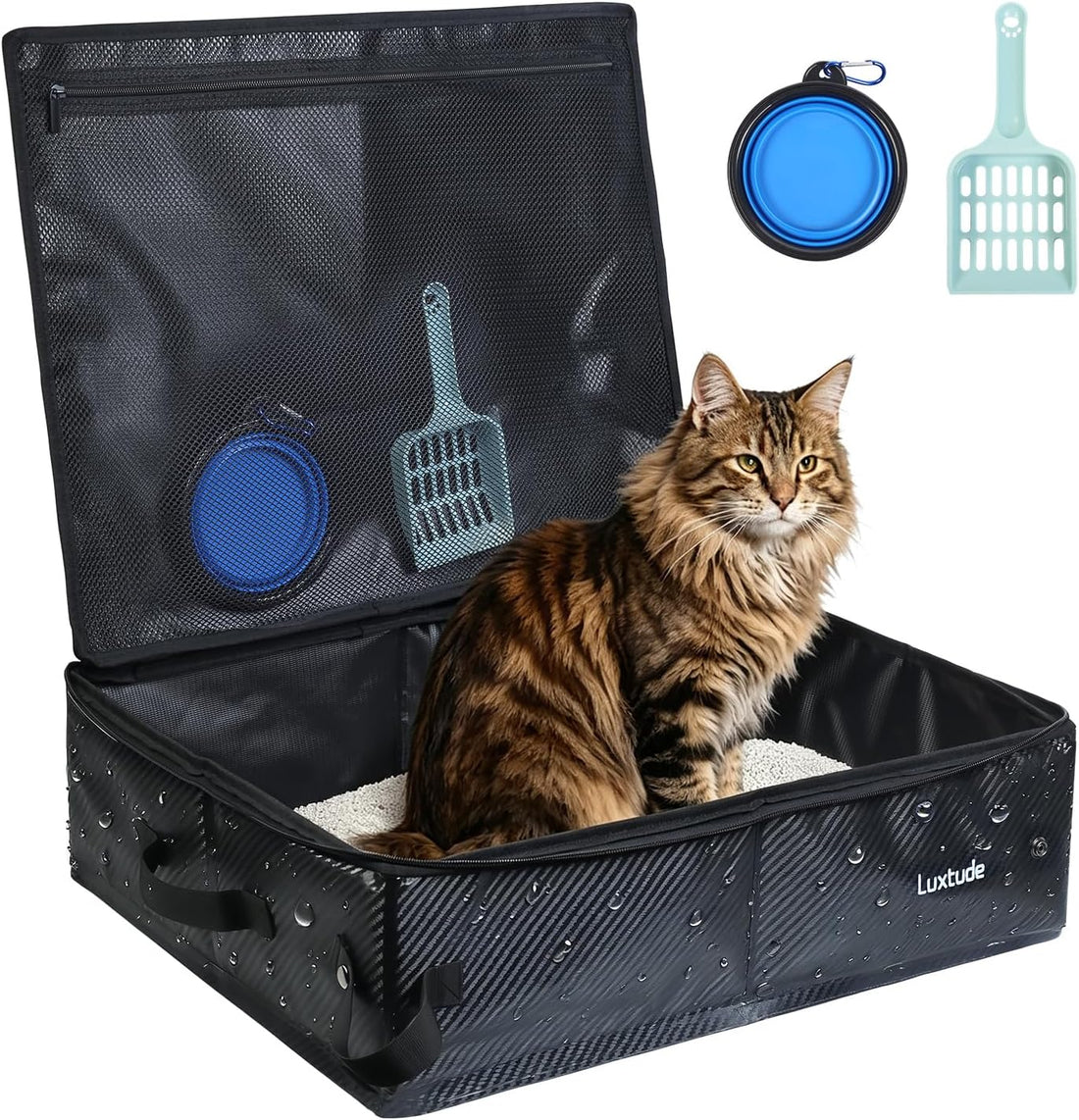 Luxtude Travel Litter Box for Cats, Comes with a Hard Non-Stick Bottom