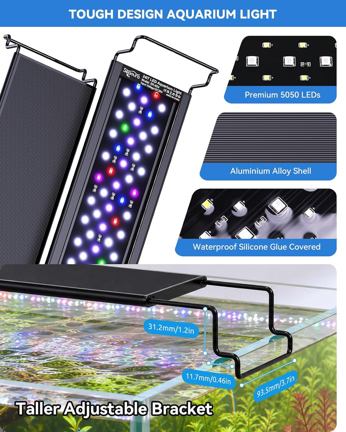 SEAOURA Aquarium Plant Light for 24-30in Fish Tank