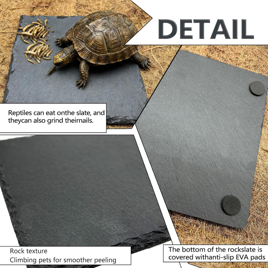 Reptile Basking Platform, 6 x 6 Inches Slate Rock