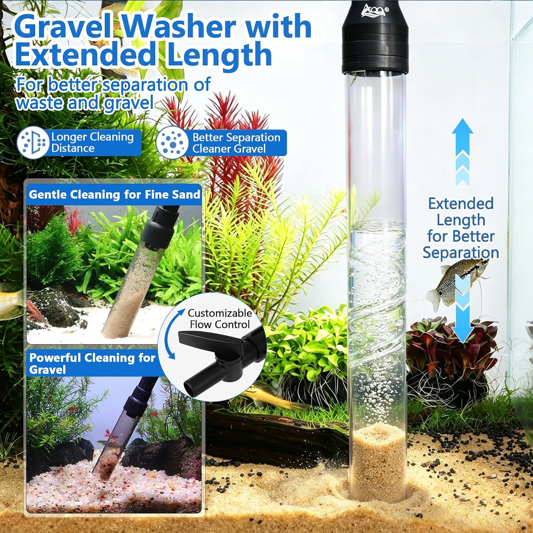 AQQA Gravel Vacuum for Aquarium Siphon