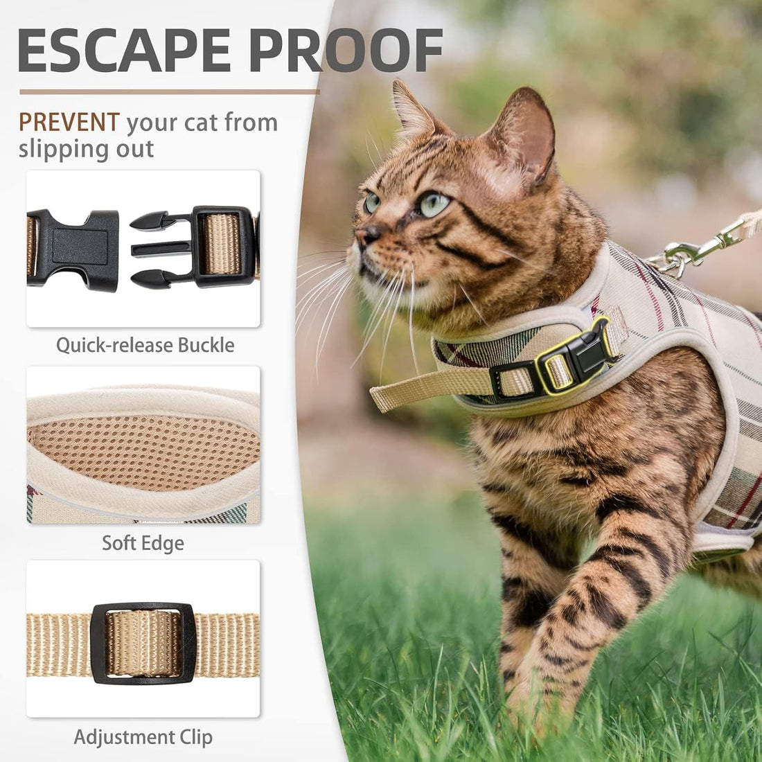 PUPTECK Soft Mesh Cat Vest Harness and Leash Set Puppy Padded Pet