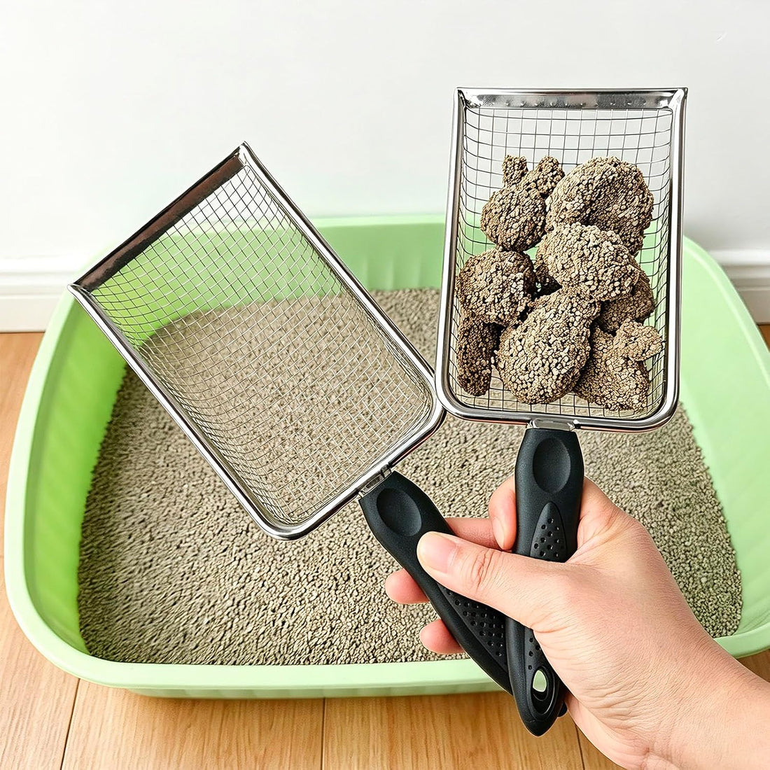 2 Pack Cat Litter Scoop with 3.8mm & 5mm Mesh