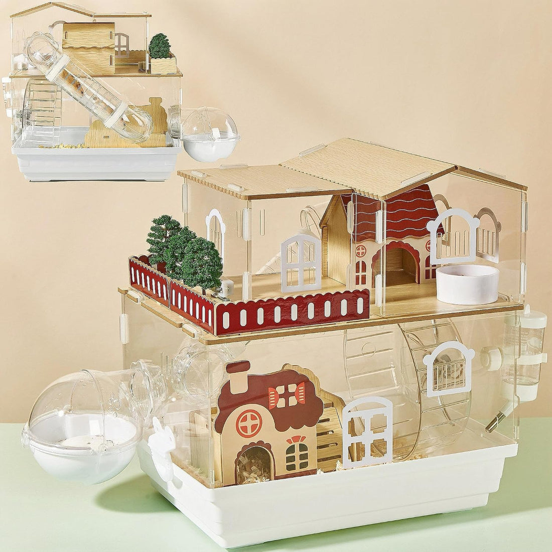 17 in 1 Clear Acrylic Hamster Cage with All Accessories,13.5''L*