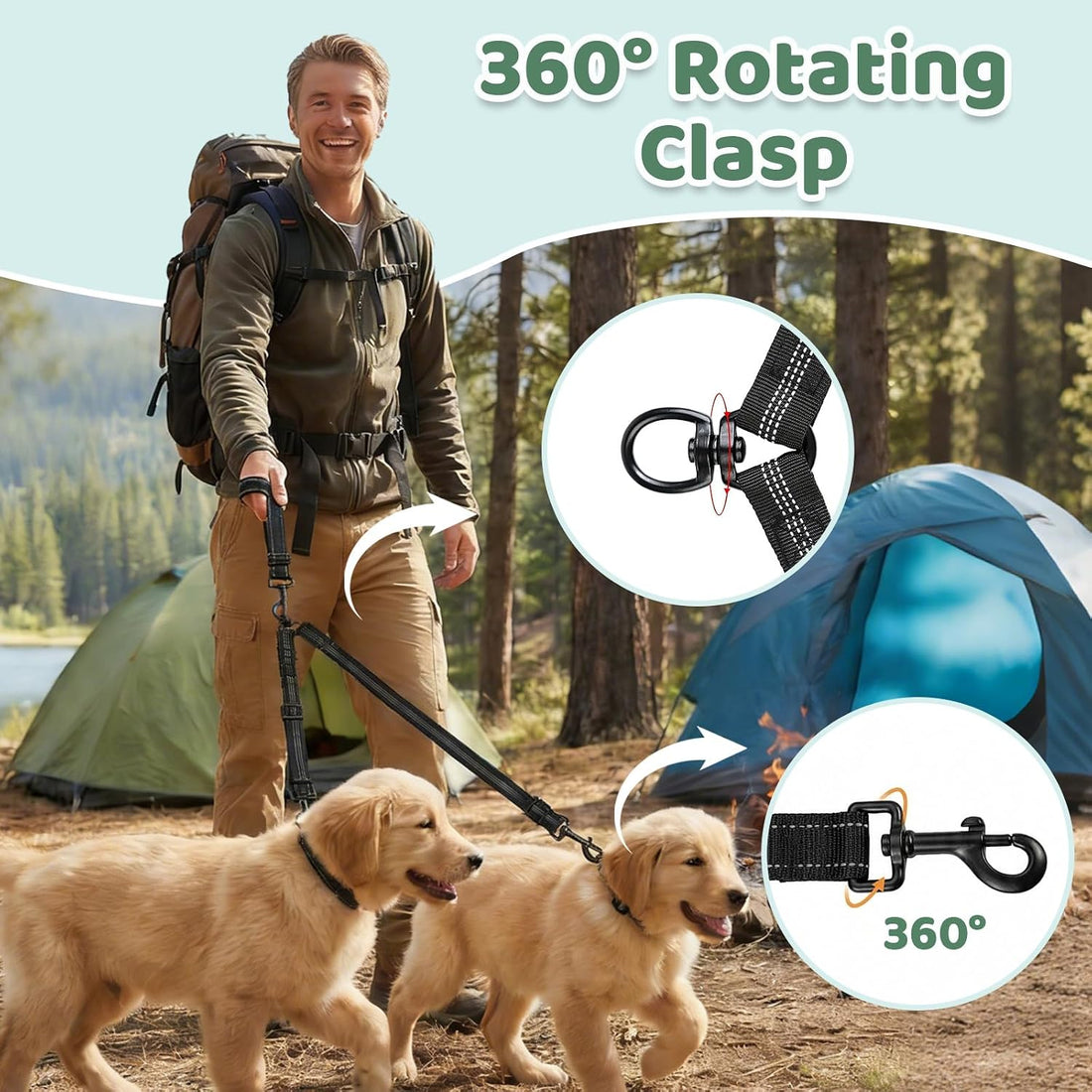 LEOSASA Double Dog Leash for 2 Dogs