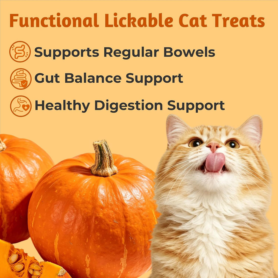 Just Try Pumpkin Lickable Cat Treats with Taurine, 20 Tubes