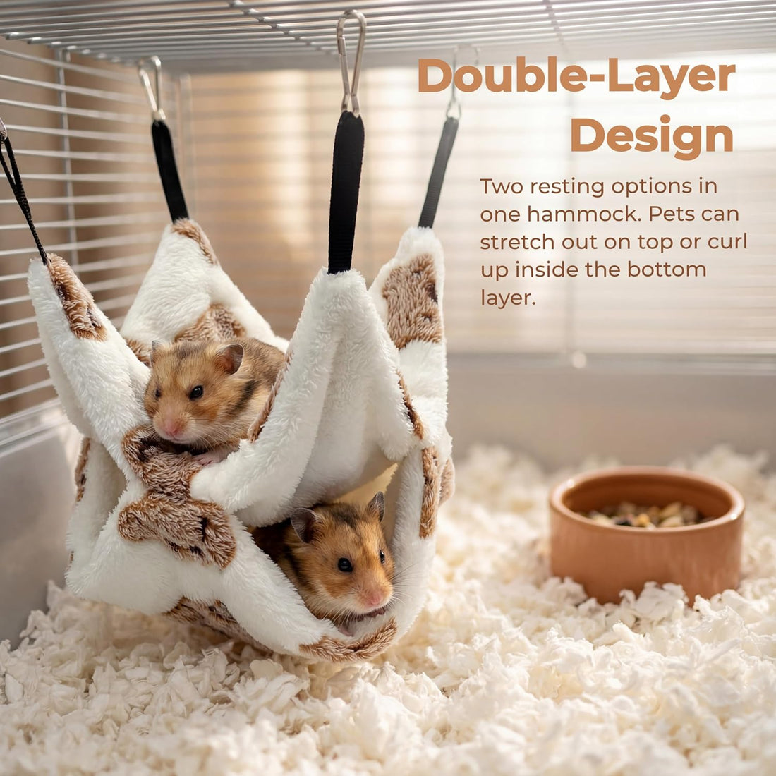 2 Pack Guinea Pig Hammock, Rat Hammock, Double Layer Bed
