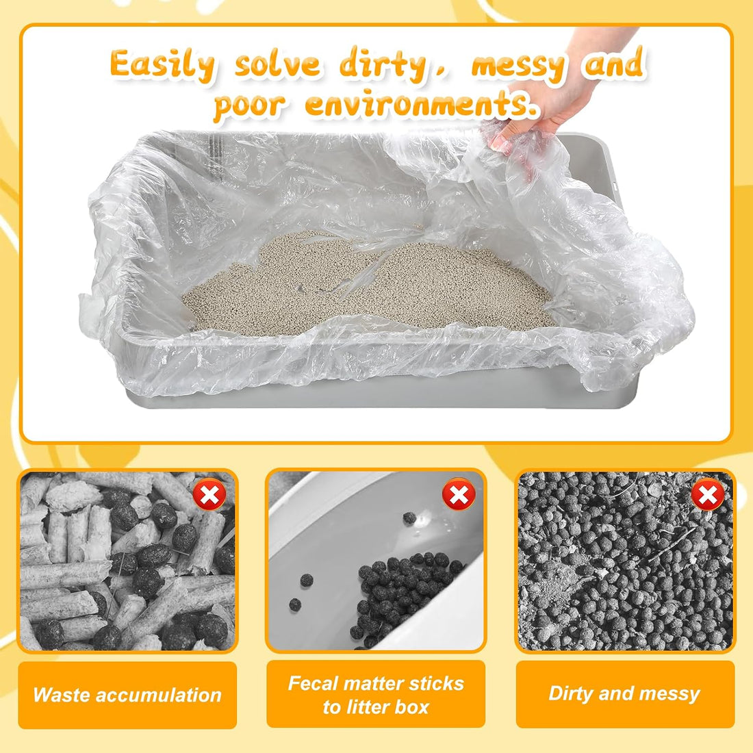 120 Pcs Disposable Plastic Cage Liners 27x19 in Clear Bunny Litter