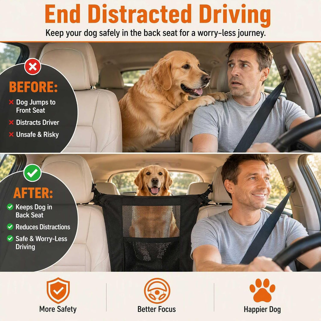 SUETT Dog Car Barrier for Back Seat