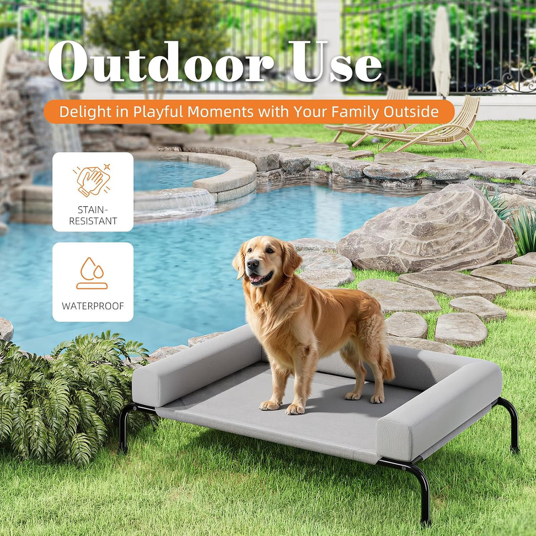 Simple Trending Elevated Dog Bed for Large Dogs with Bolsters