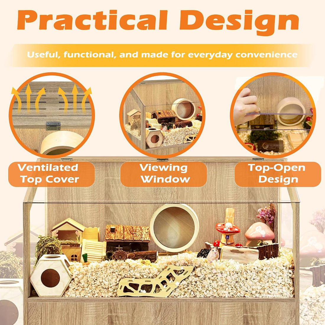 PROLEE Hamster Cage with Storage Cabinet,Large Hamster Encloure Chew