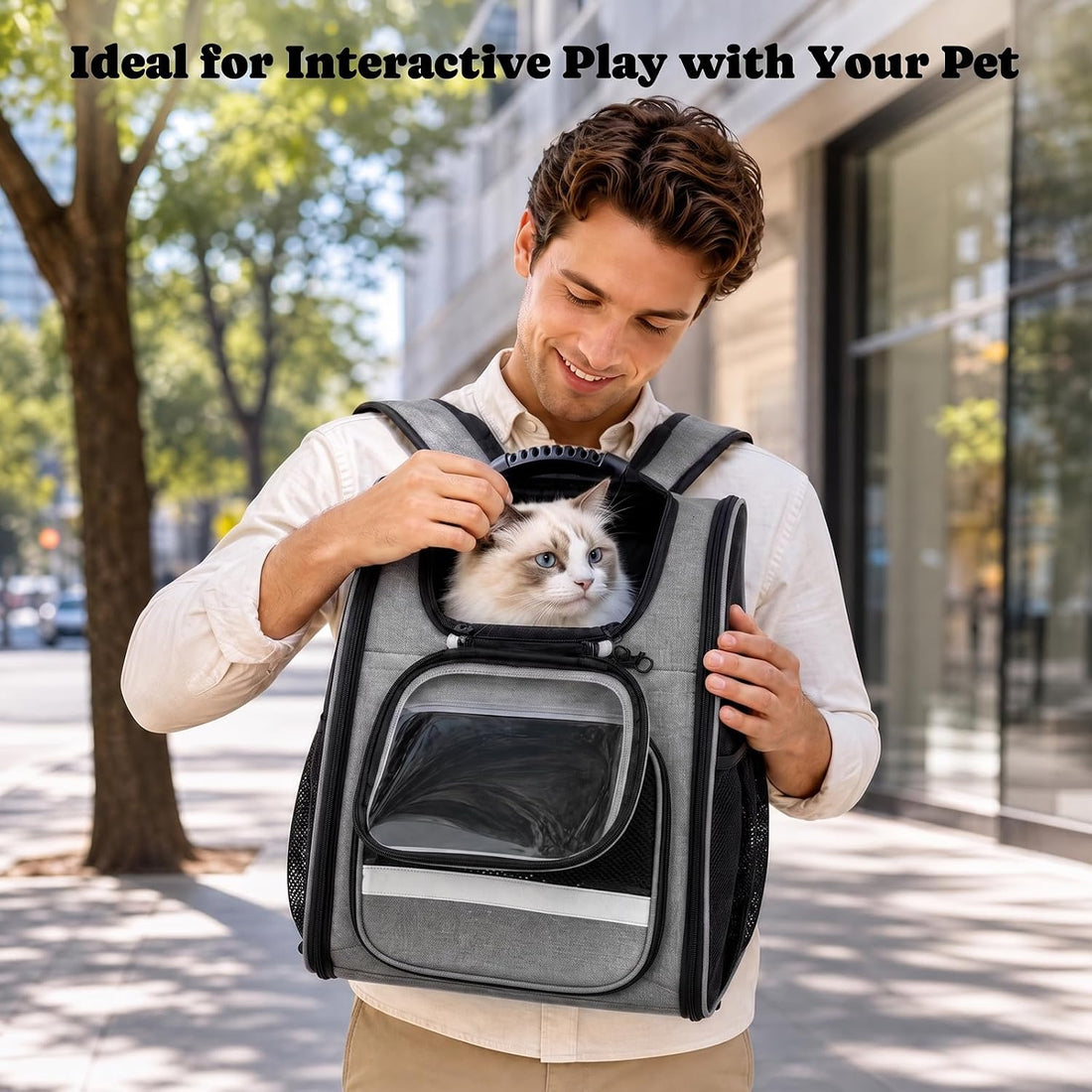 Pawtners Rolling Cat Carrier Backpack with Wheels for Cats Small Dogs