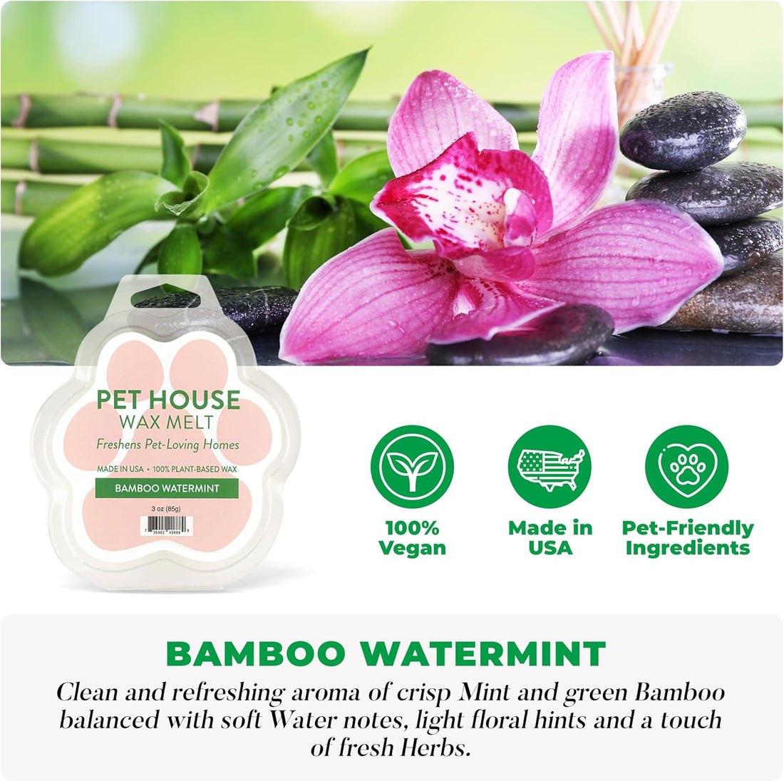 Bamboo Watermint & Mediterranean Sea Wax Melts Plant-Based Wax, 2 Pack