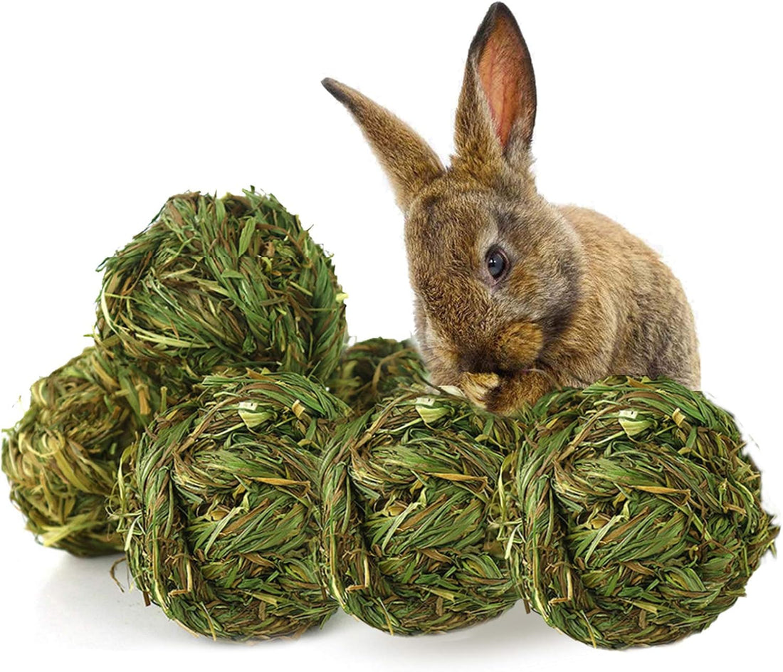 PINVNBY Hay Balls for Rabbits,4 PCS 100% Natural Timothy Hay Bunny
