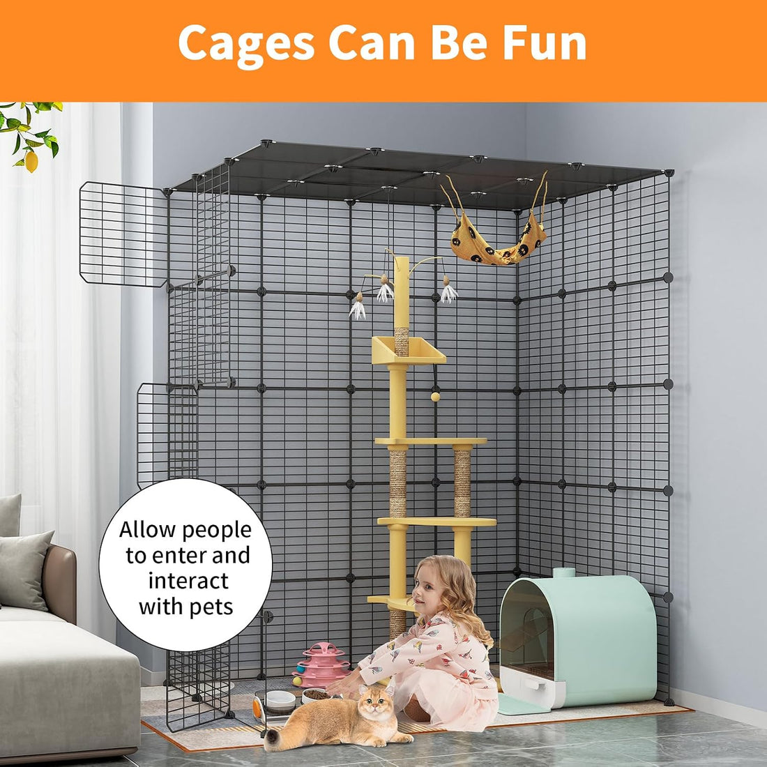 Oneluck 5-Tier 69 Inch Large Cat Cages DIY Cat Playpen Detachable