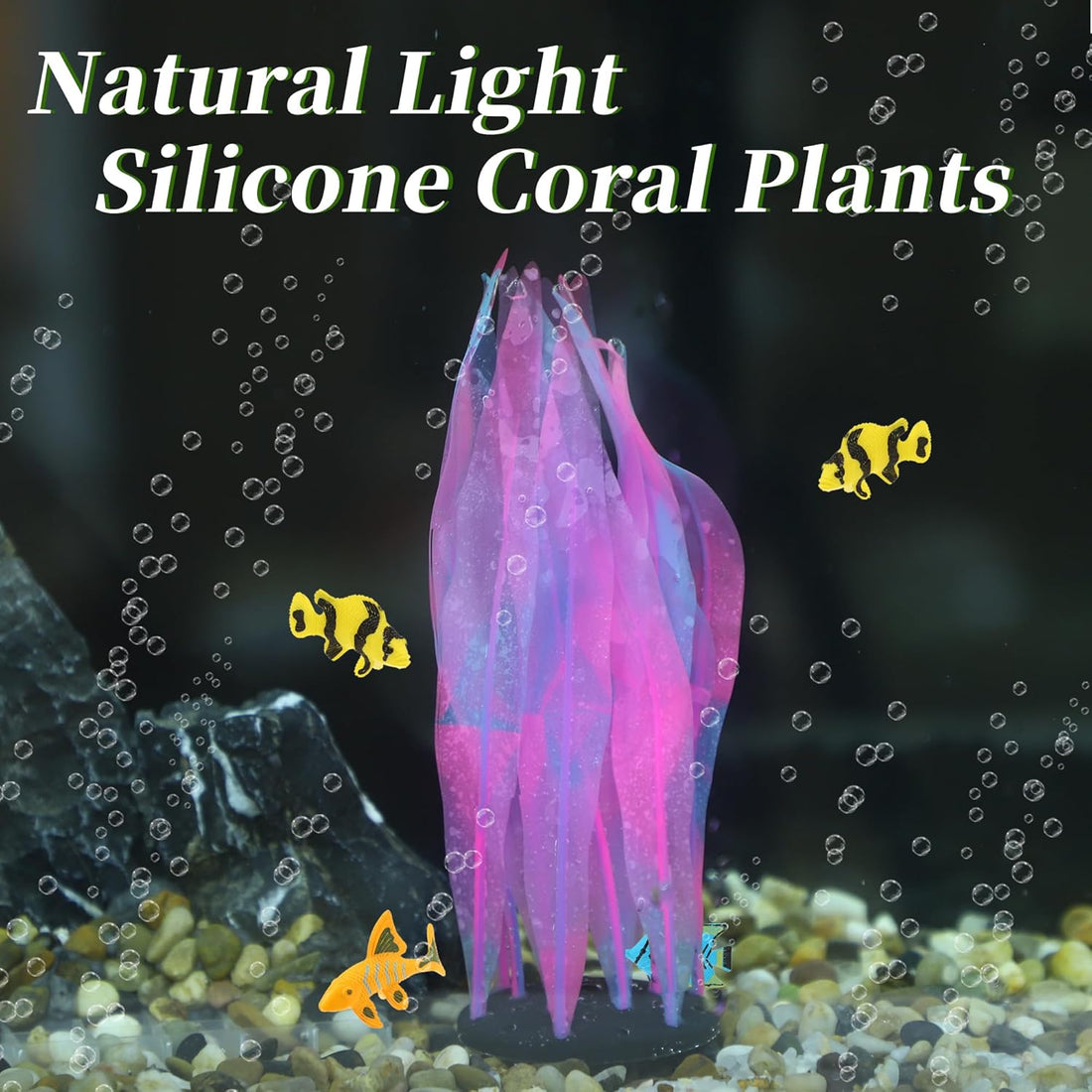 Aquarium Glowing Kelp Plant, Soft Silicone Glowing Decorations Pink