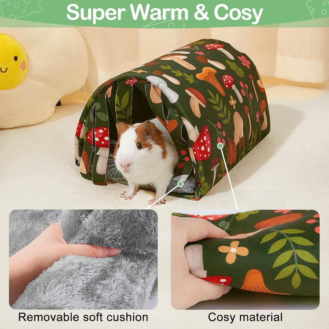 Unicorn Catcher Washable Guinea Pig Tunnel with Curtains for Small