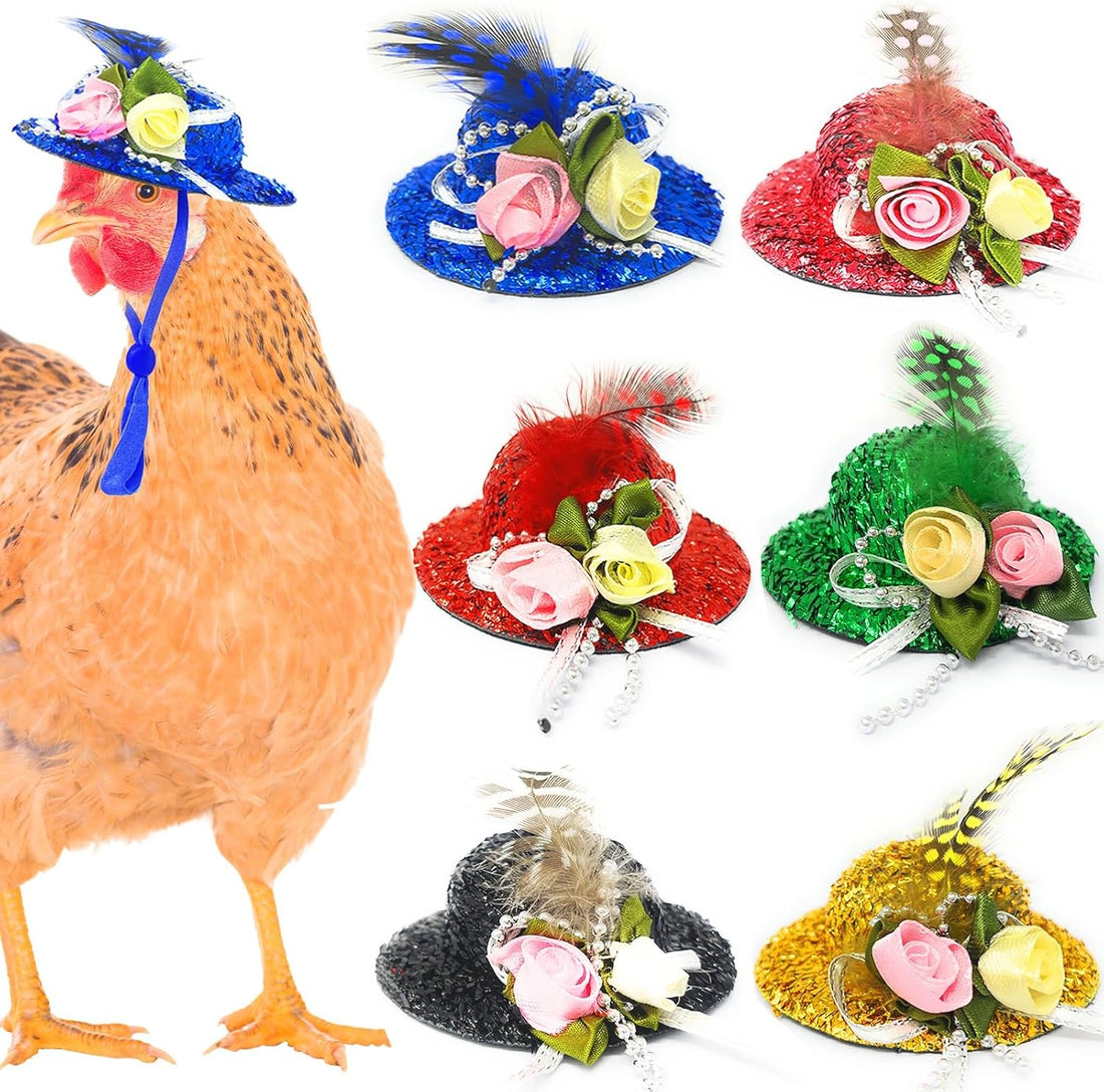 6-Pack Mini Chicken Hats for Hens, Dolls Hats, Cute Decorations