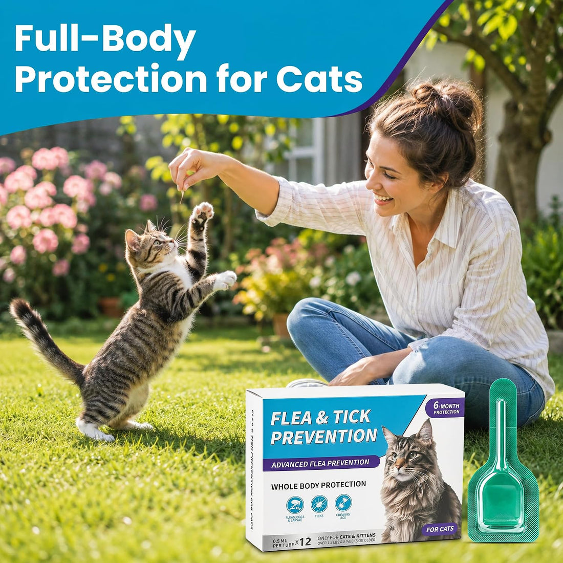 12Pcs Cat Flea&Tick Topical Drops