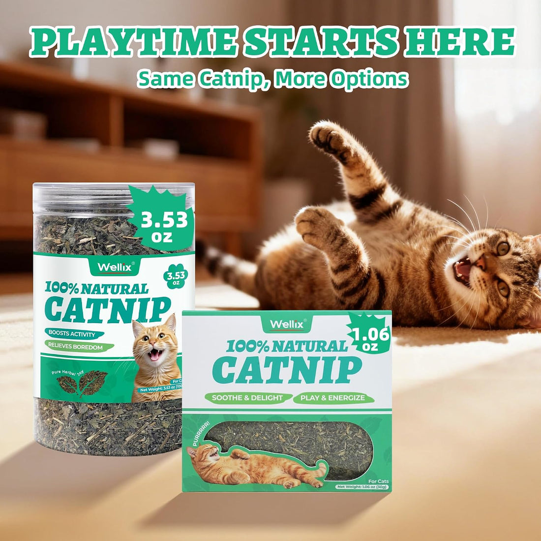 Wellix Fresh Dried Catnip for Cats, Used as Cat Nip Treats, 1.06oz