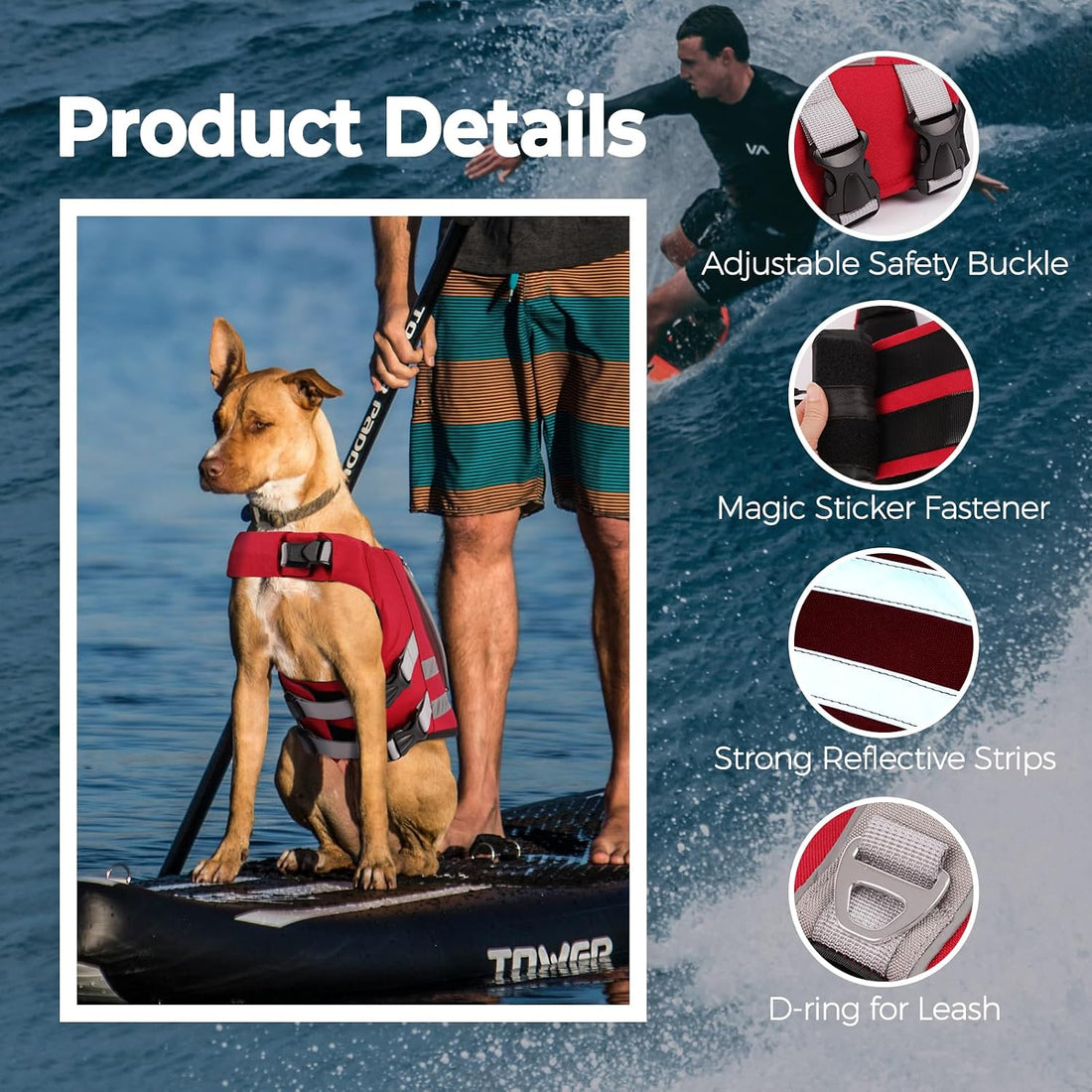 LeLePet Dog Life Jacket, High Flotation Dog Life Vest for Swimming