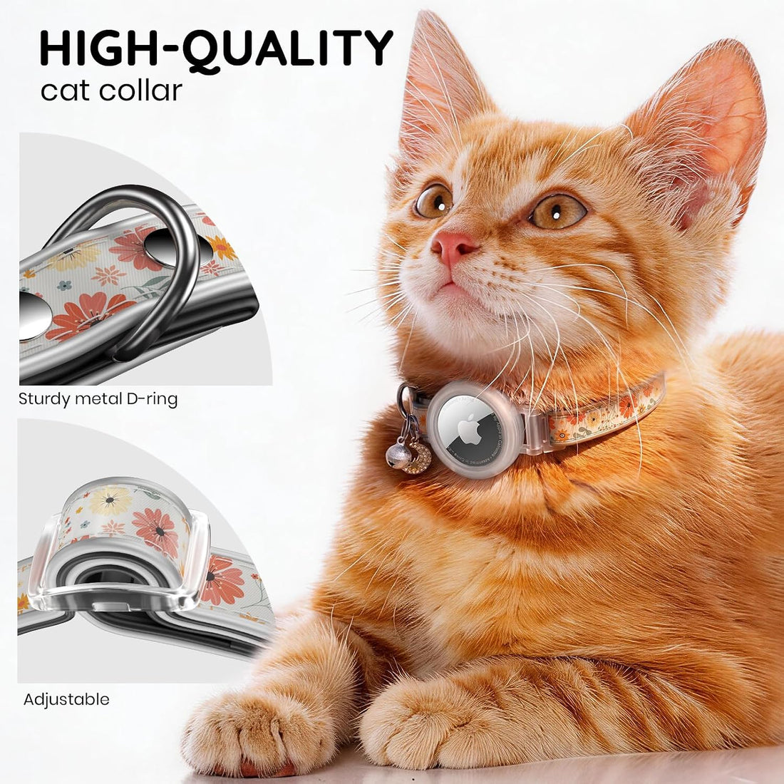 Airtag Cat Collar, Reflective Breakaway Cat Collar with Airtag Holder
