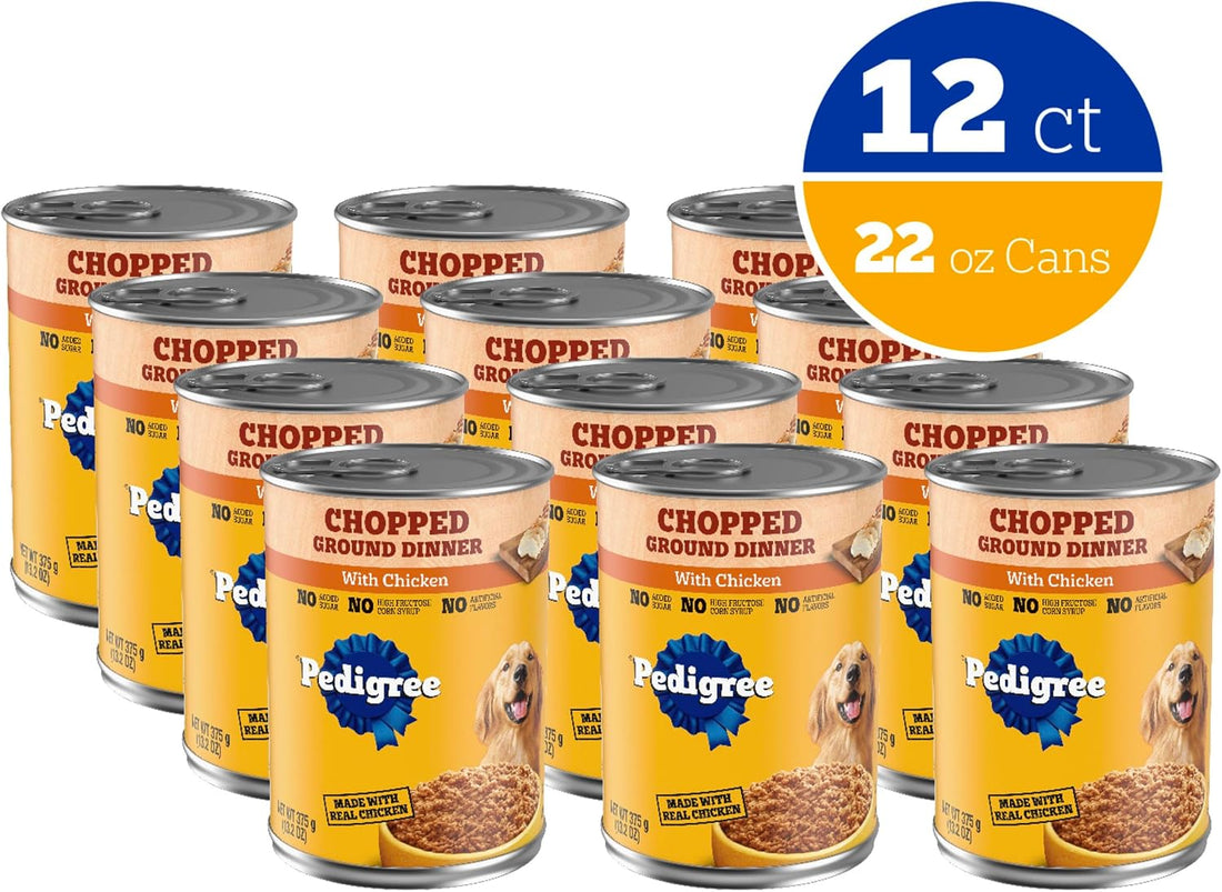 Pedigree Chopped Ground Dinner Adult Soft Wet Dog Food with Chicken