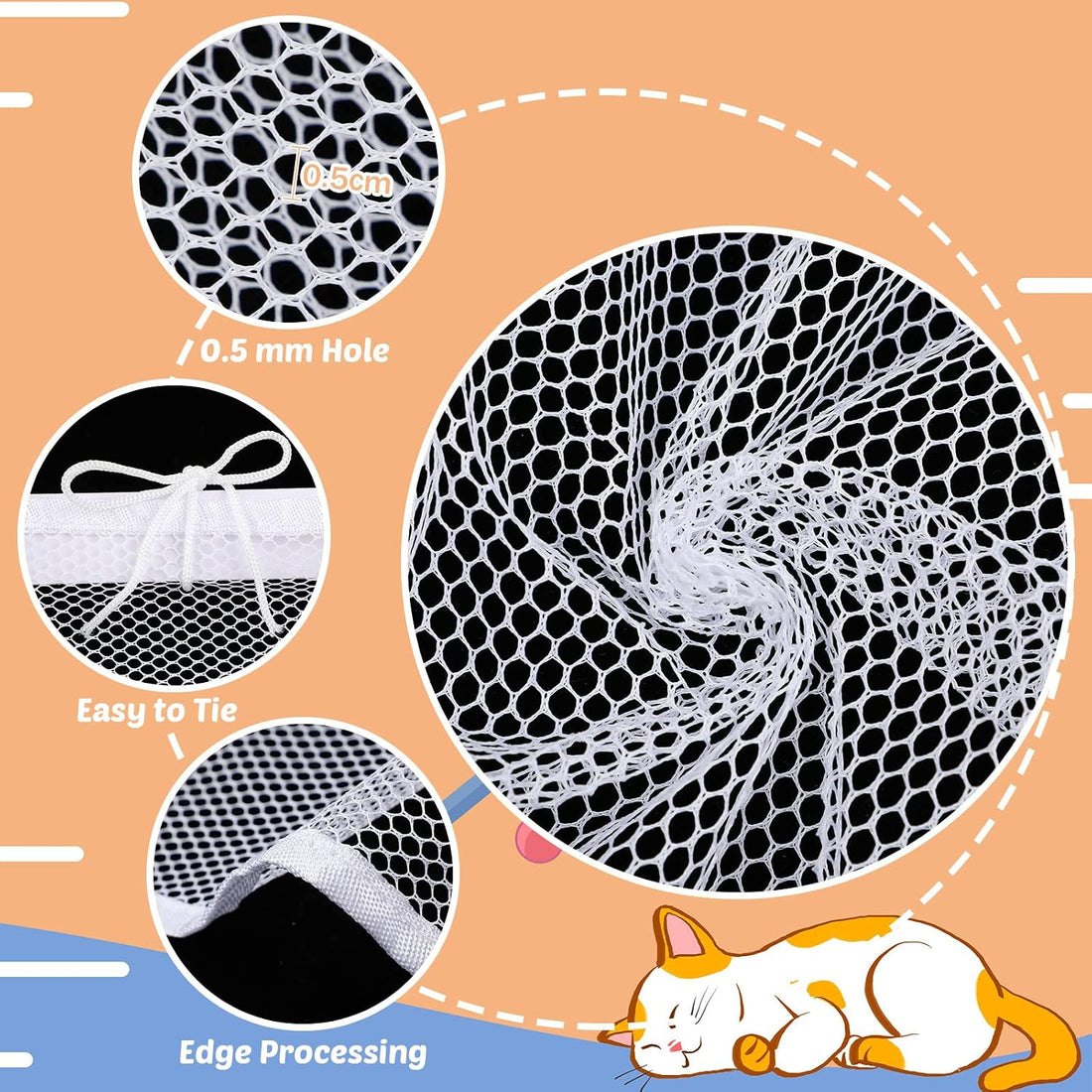 Shappy Balcony Screen for Pets Cat Netting 16.5 ft x 2.5 ft, 56 Pcs