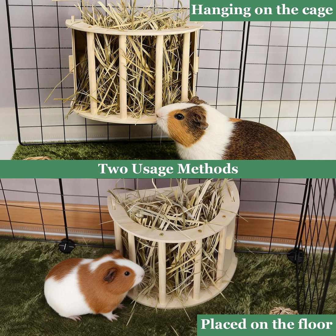 Guinea Pig Hay Feeder Wooden Rabbit Hay Rack Bunny Treat Holder