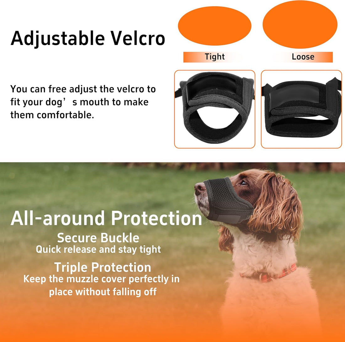 Seyezo Dog Muzzle, Breathable Nylon for Small Medium Large Dogs, Black